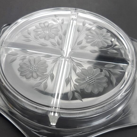 W.J. Hughes Early 1930s CORNFLOWER Glass Hexagon Bowl Divided Art Deco Rare - Picture 5 of 11